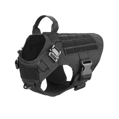 Harnais chien tactique en nylon anti-traction - Noir