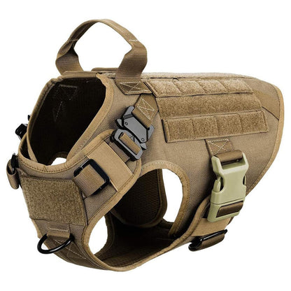Harnais chien tactique en nylon anti-traction - Marron