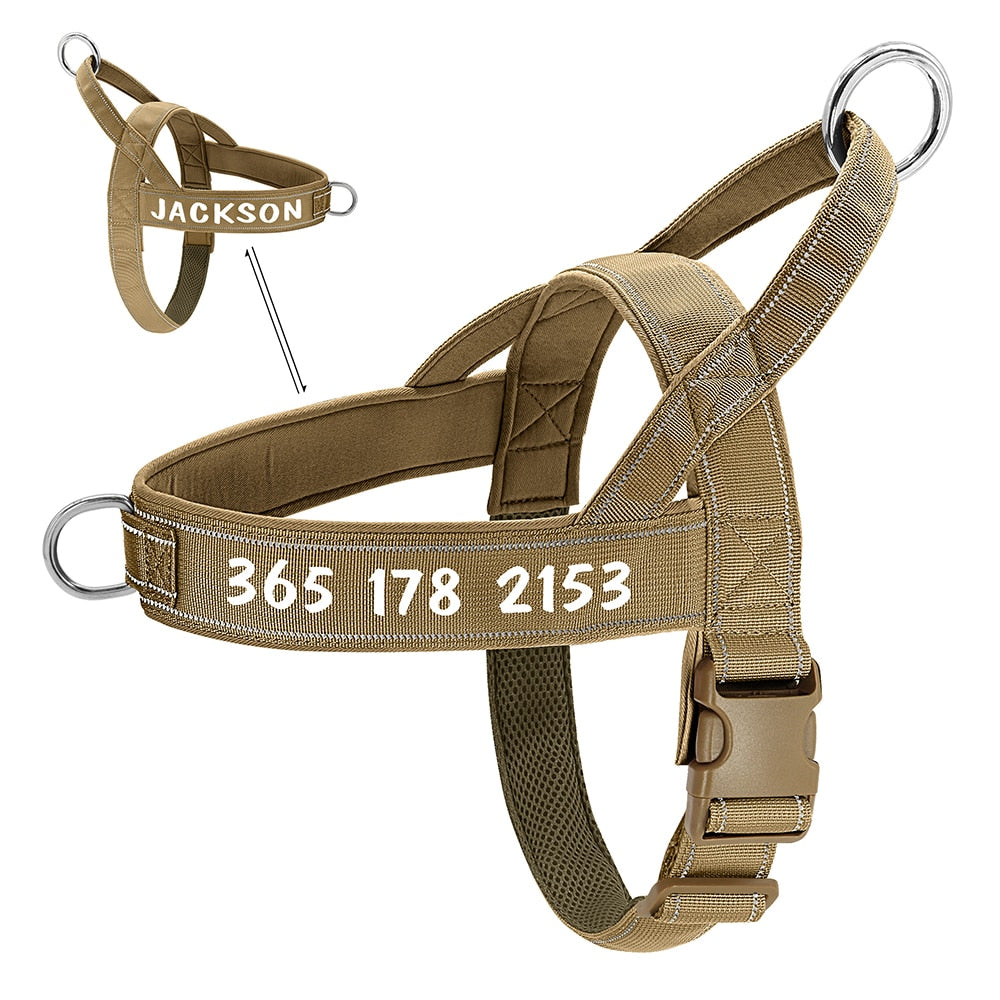 Harnais chien norvégien personnalisable anti-traction - Marron