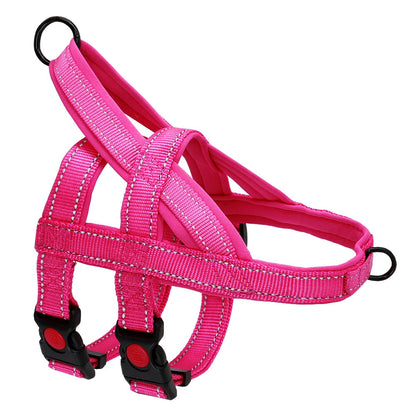 Harnais chien anti-traction doublé en néoprène - Rose Rouge