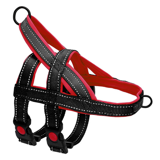 Harnais chien anti-traction doublé en néoprène - Noir