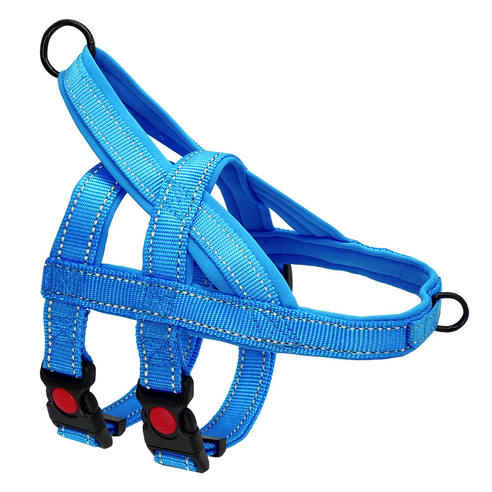 Harnais chien anti-traction doublé en néoprène - Bleu