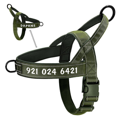Harnais chien norvégien personnalisable anti-traction - Vert
