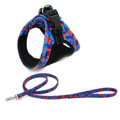 Harnais chien gilet à motifs pour petit chien - Feuille d'érable avec laisse