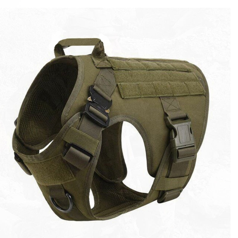 Harnais chien tactique en nylon anti-traction - Vert
