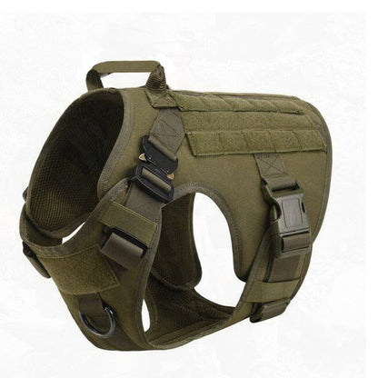 Harnais chien tactique en nylon anti-traction - Vert