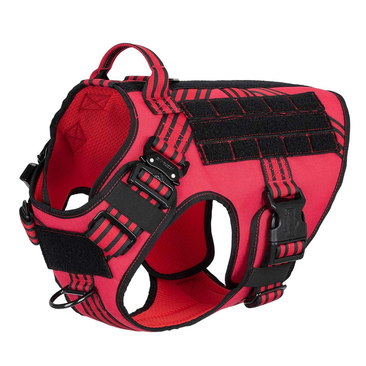 Harnais chien tactique en nylon anti-traction - Rouge