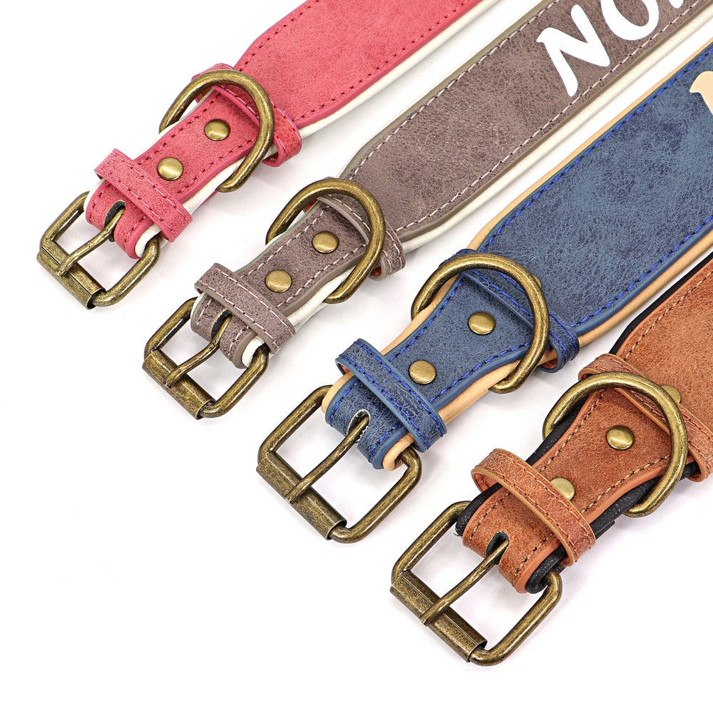 Détail du collier personnalisé large en cuir PU pour chien