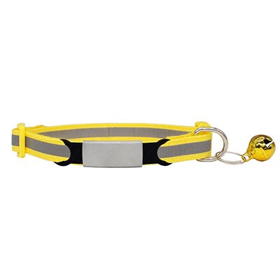 Collier personnalisé jaune pour chien avec clochette jaune et plaque grise