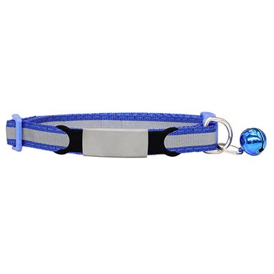 Collier personnalisé bleu pour chien avec clochette bleue et plaque grise