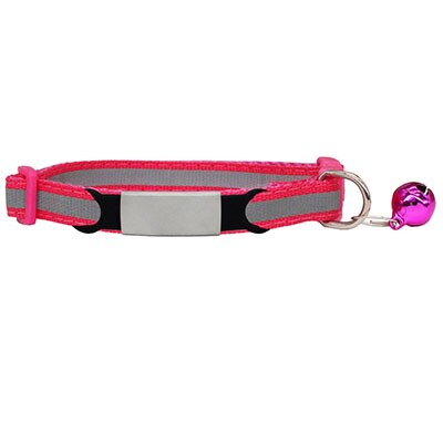 Collier personnalisé rose pour chien avec clochette rose et plaque grise