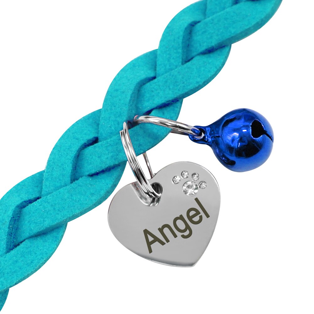 Collier pour chien personnalisé en cuir PU tressé médaille cœur