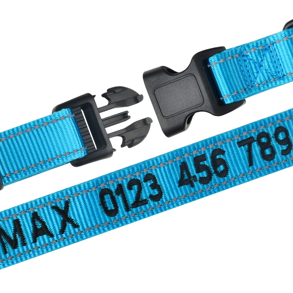 Collier chien personnalisé nylon réfléchissant ajustable