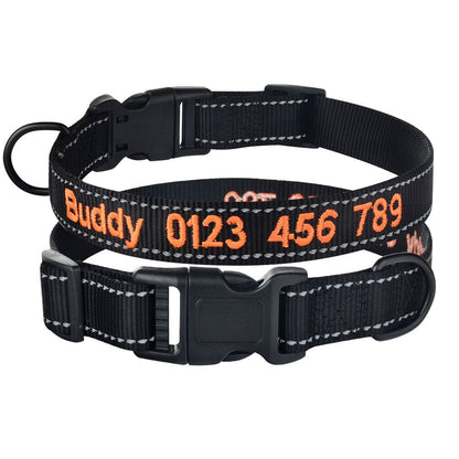 Collier chien personnalisé nylon réfléchissant ajustable