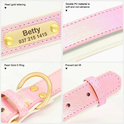Collier pour chien en cuir synthétique doux finition brillante irisée