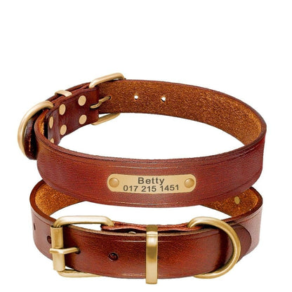Collier personnalisé pour chien cuir PU marron gravé