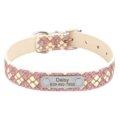 Collier personnalisé pour chien beige clair avec plaque gravée