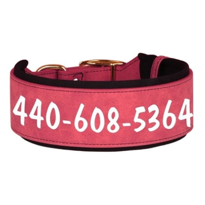 Collier personnalisé pour chien rouge en cuir large avec marquage prénom