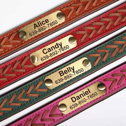 Vue du collier personnalisé pour chien avec boucle et plaque