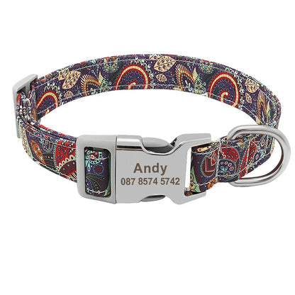Collier pour chien rouge à motifs réglable avec boucle personnalisée