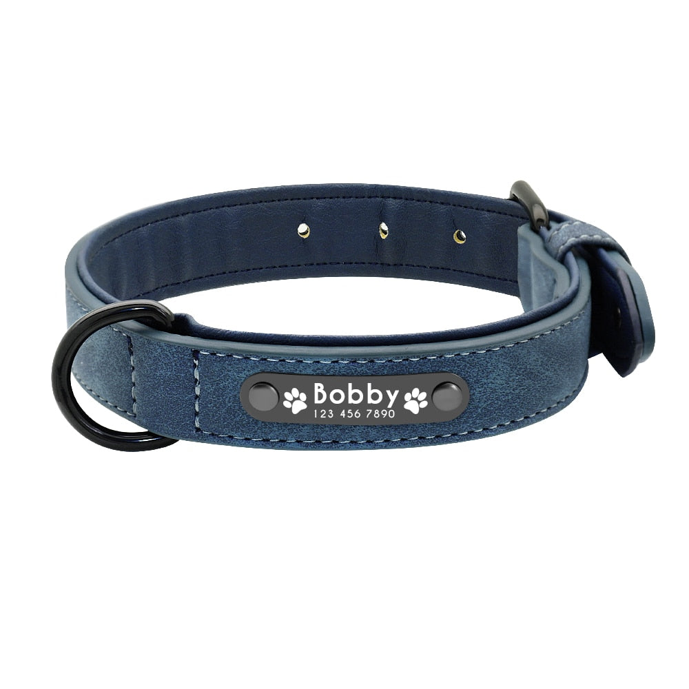 Collier personnalisé pour chien simili cuir rembourré