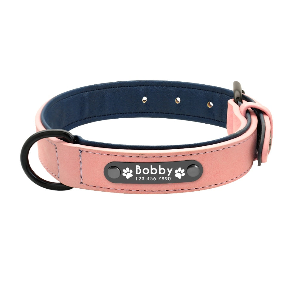 Collier personnalisé pour chien simili cuir rembourré
