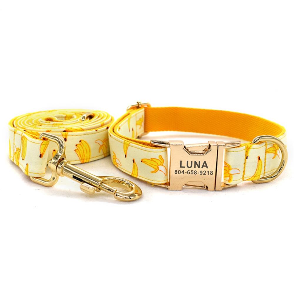 Détail du collier jaune pour chien réglable avec boucle métallique