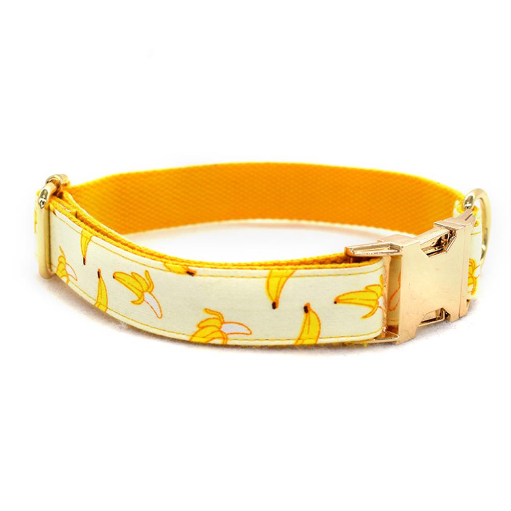 Ensemble collier et laisse jaunes pour chien avec motifs bananes