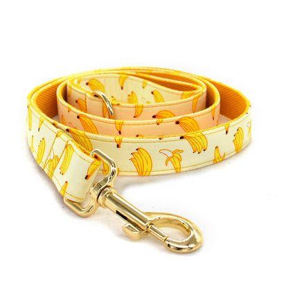 Laisse pour chien jaune assortie au collier bananes en nylon
